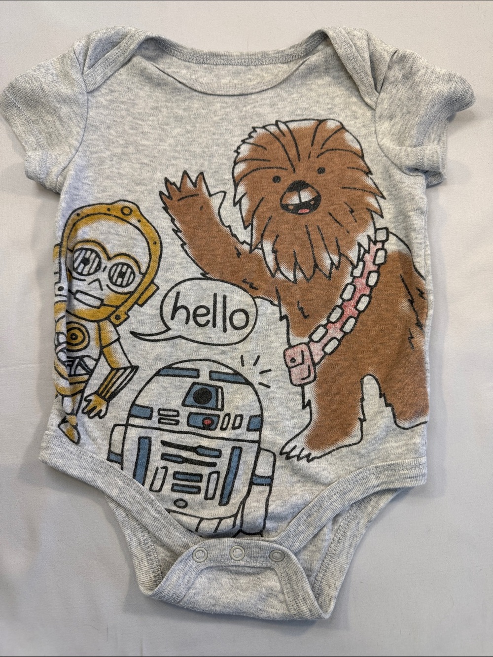 Star Wars Gray Bodysuit with Chewbacca, C-3PO & R2-D2